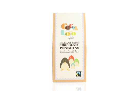 Cocoa Loco Milk & White Chocolate Penguins 100g