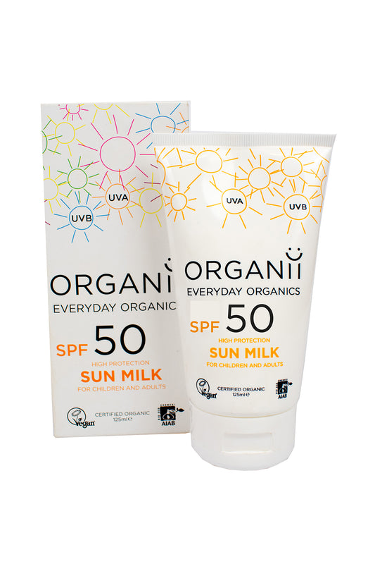 Organii SPF50 Sun Milk - 100% mineral sun protection. 125ml