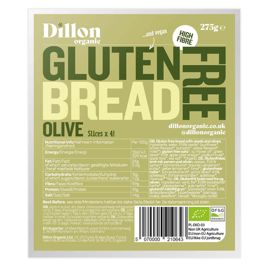 Dillon Organic Sliced Gluten Free Olive Bread 275g