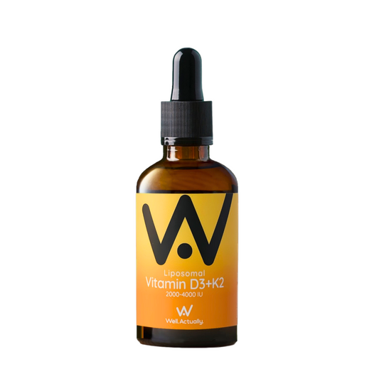 Well.Actually. Liposomal D3 4000IU + K2 160mcg Liquid Pipette - Orange & Mango Flavour 60ml