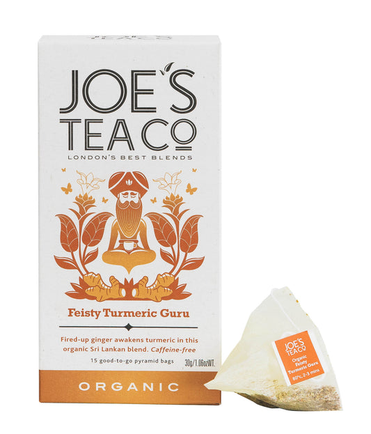 Joe's Tea Co. Feisty Turmeric Guru 15x Biodegradeable Pyramid 15 bags