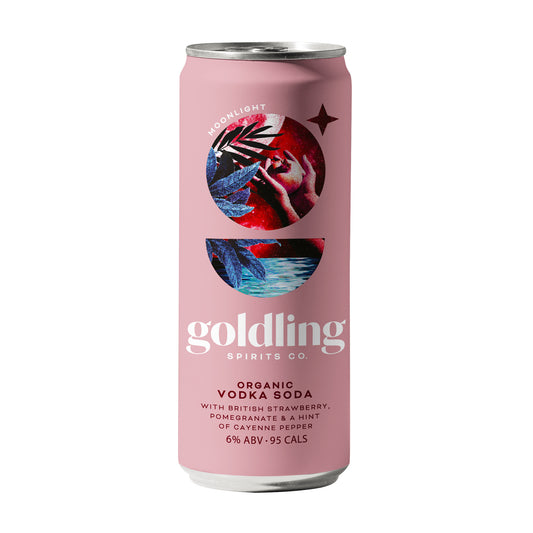 Goldling Moonlight - Organic Vodka Soda with British Strawberries, Pomegranate, & a hint of Cayenne 250ml