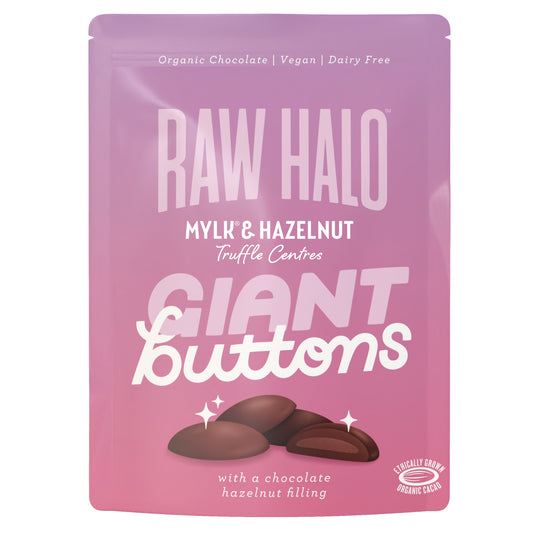 Raw Halo Giant Buttons - Mylk & Hazelnut Truffle Centres 100g