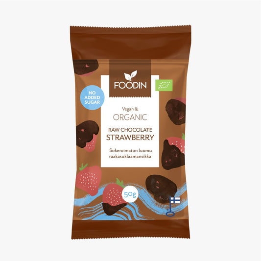 Foodin Organic Raw Chocolate No Added Sugar Strawberry 50g