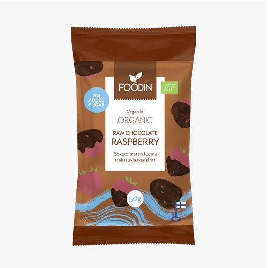 Foodin Organic Raw Chocolate No Added Sugar Raspberry 50g