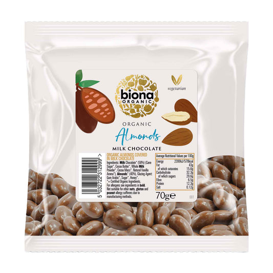 Biona Milk Chocolate Covered Almonds 70g