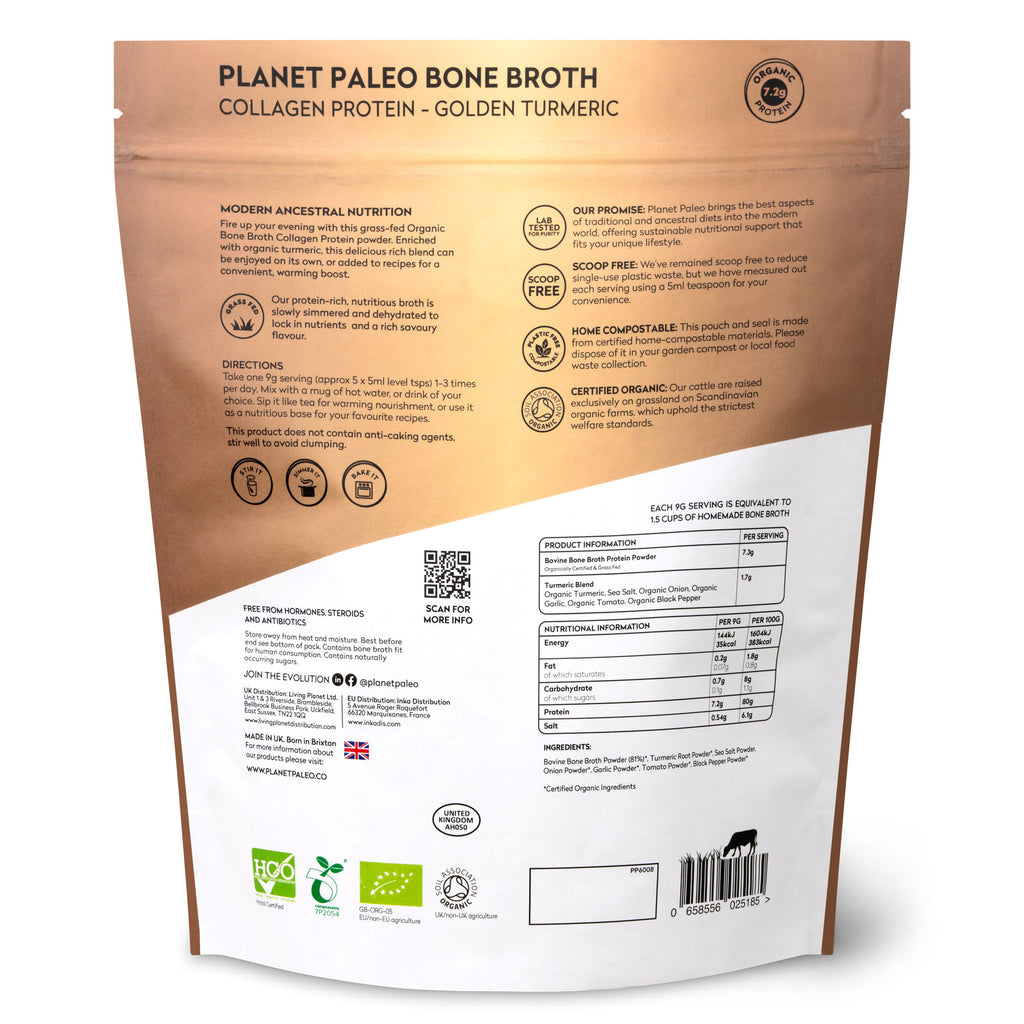 Planet Paleo Bone Broth Collagen Protein - Golden Turmeric 450g