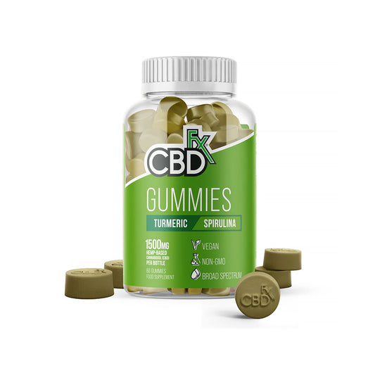 CBDfx Turmeric & Spirulina Gummies 60ct Bottle - 1500mg CBD 60ct