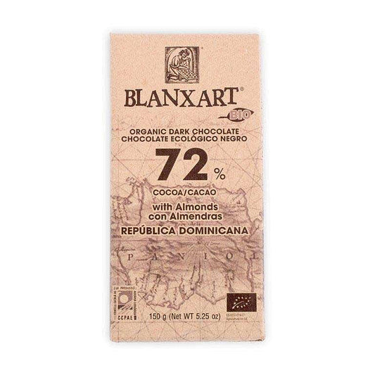 Blanxart 72% Dominica Dark Chocolate with Almonds 150g