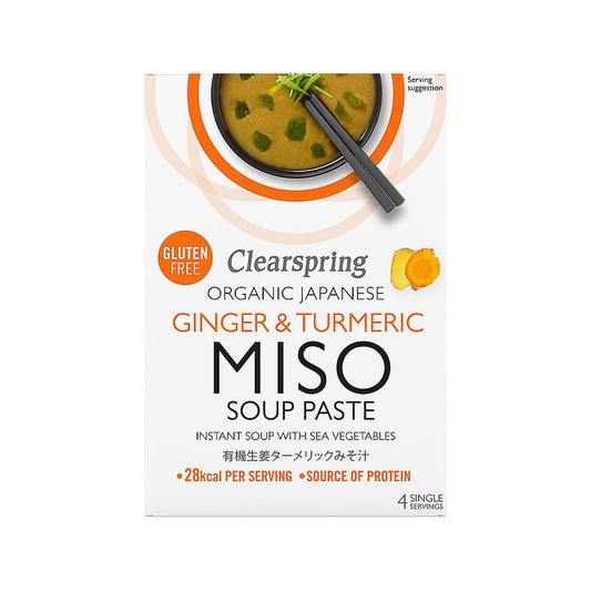 Clearspring Japanese Ginger & Turmeric Instant Miso Soup Paste with Sea Vegetables 4x15g