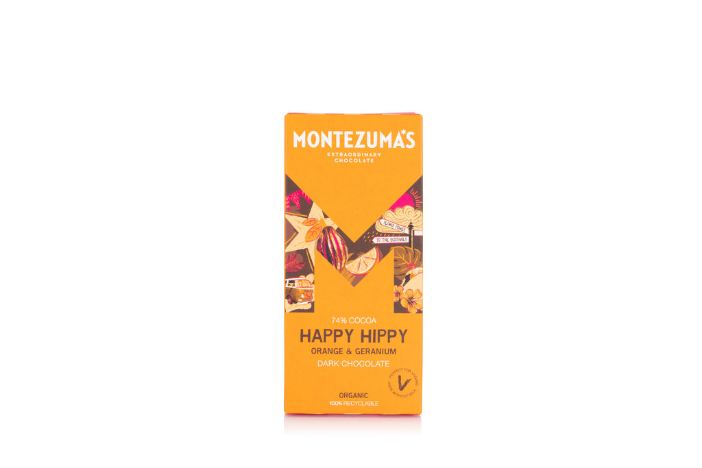 Montezuma's Dark with Orange and Geranium Bar 90g