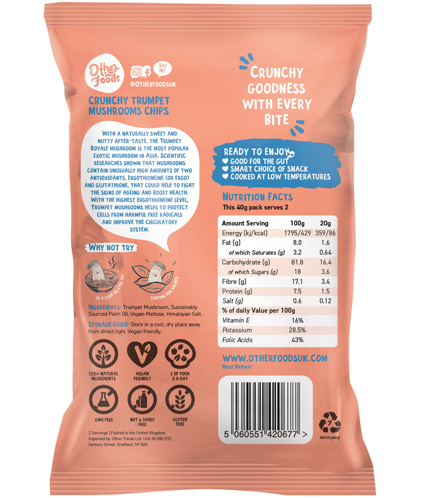 Other Foods Crunchy Trumpet Mushroom Chips 40g