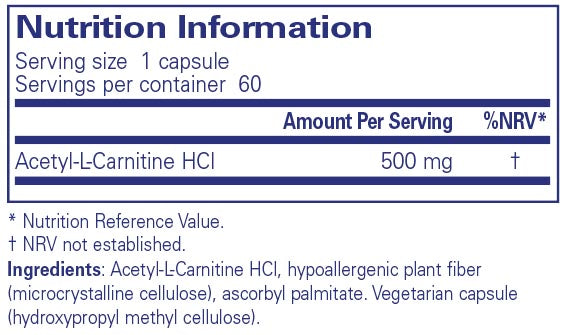 Pure Encapsulations Acetyl-L-Carnitine 500 mg 60 caps