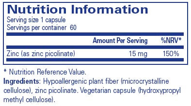 Pure Encapsulations Zinc 15 60 caps