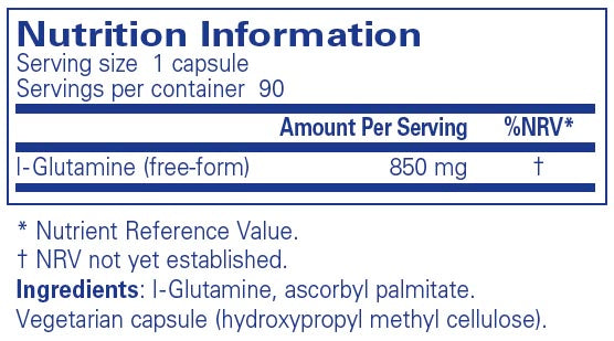 Pure Encapsulations l-Glutamine 850mg 90