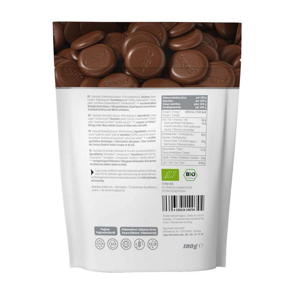 Vego Fine Hazelnut Chocolate Melts 180g